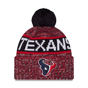 Girls Youth New Era Red Houston Texans Tri-Color Cuffed Knit Hat with Pom