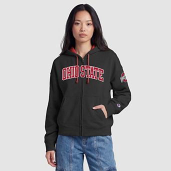 Women's Champion Black Ohio State Buckeyes Arch Full-Zip Fleece Hoodie