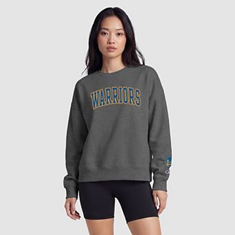 Women's Champion Heather Gray Golden State Warriors Contrast Crewneck Sweatshirt
