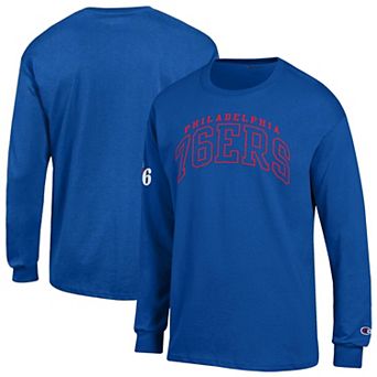 Men's Champion Royal Philadelphia 76ers Jersey Long Sleeve T-Shirt
