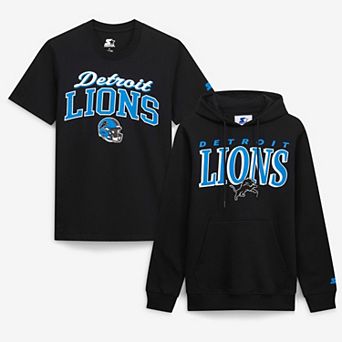 Men's Starter Black Detroit Lions Vintage Logo Hoodie & T-Shirt Combo Pack