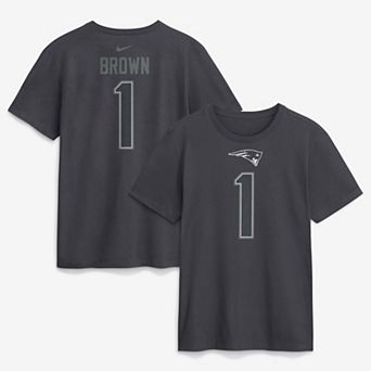Men's Nike A.J. Brown Anthracite New England Patriots Name & Number T-Shirt