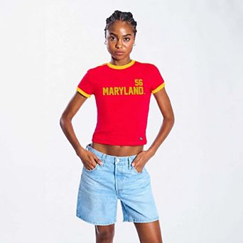 Women's Hype and Vice Red Maryland Terrapins Cropped Goalie Baby T-Shirt