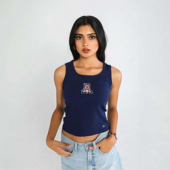 Women's Hype and Vice Navy Arizona Wildcats Primary Logo Ribbed Tank Top