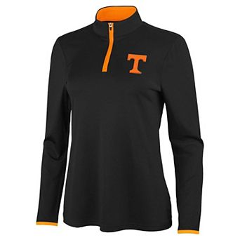 Women's Antigua Black/Tennessee Orange Tennessee Volunteers Brink Quarter-Zip Pullover