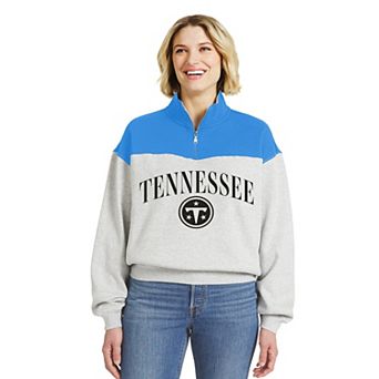 Women's WEAR by Erin Andrews Heather Gray Tennessee Titans Colorblock Half-Zip Pullover