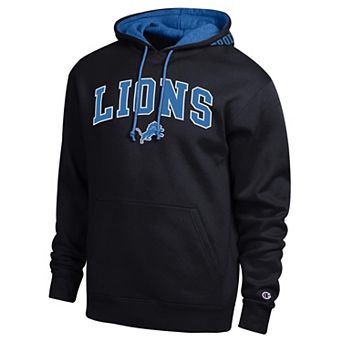 Men's Champion Black/Blue Detroit Lions Contrast Hoodie