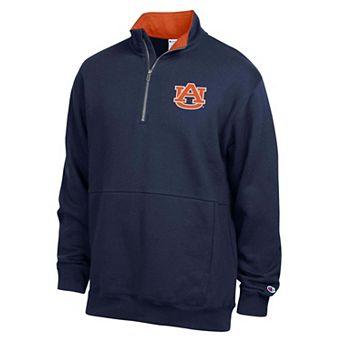 Men's Champion Navy Auburn Tigers Fleece Quarter-Zip Pullover