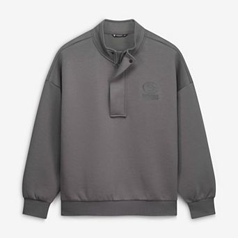 Men's Levelwear Gray Green Bay Packers Core Logo Luxe Stein 1/4 Zip Pullover