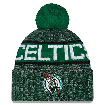 Youth New Era Kelly Green Boston Celtics Tri-Color Cuffed Knit Hat with Pom
