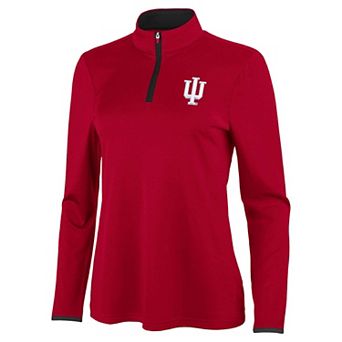 Women's Antigua Crimson/Black Indiana Hoosiers Brink Quarter-Zip Pullover