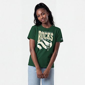 Women's Champion Hunter Green Milwaukee Bucks Banner T-Shirt