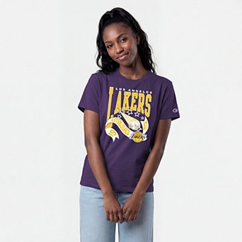 Women's Champion Purple Los Angeles Lakers Banner T-Shirt