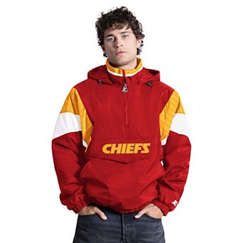 Men's Starter Red Kansas City Chiefs The Throwback Half-Zip Hooded Jacket