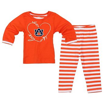 Girls Toddler Wes & Willy Orange Auburn Tigers 2 pc Long Sleeve Top and Pants Set