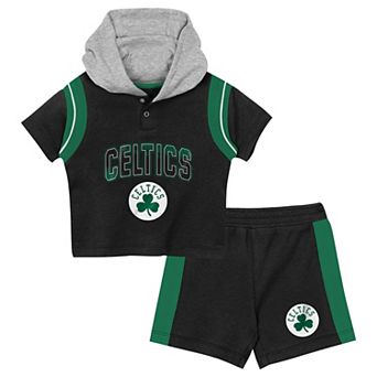 Preschool Outerstuff Black Boston Celtics Get Back Short Sleeve Hoodie & Shorts Two-Pack Set