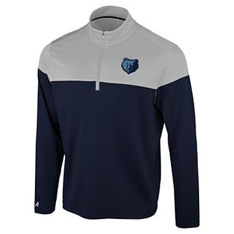 Men's Antigua Navy/Gray Memphis Grizzlies Hinder Quarter-Zip Pullover