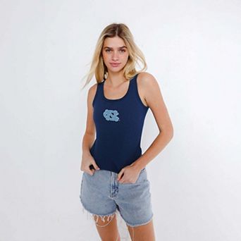 Women's Hype and Vice Navy North Carolina Tar Heels Primary Logo Ribbed Tank Top