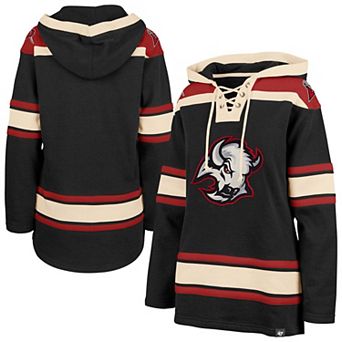Women's '47 Black Buffalo Sabres Superior Lacer Pullover Hoodie