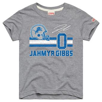 Youth Homage Jahmyr Gibbs Gray Detroit Lions Remix Signature Tri-Blend T-Shirt
