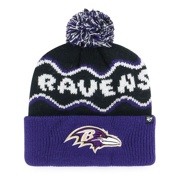 Preschool '47 Black Baltimore Ravens Squiggle Script Cuffed Knit Hat
