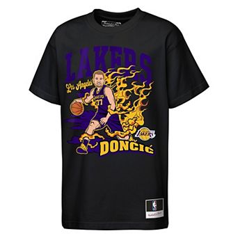Youth Mitchell & Ness Luka Don i Black Los Angeles Lakers Fired Up T-Shirt