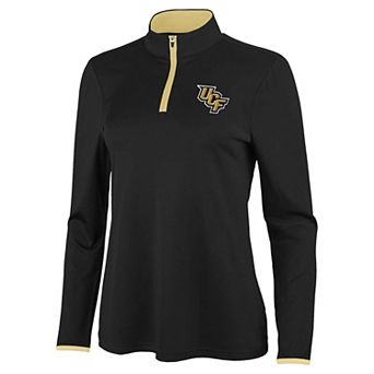 Women's Antigua Black/Gold UCF Knights Brink Quarter-Zip Pullover