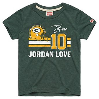 Youth Homage Jordan Love Green Green Bay Packers Remix Signature Tri-Blend T-Shirt