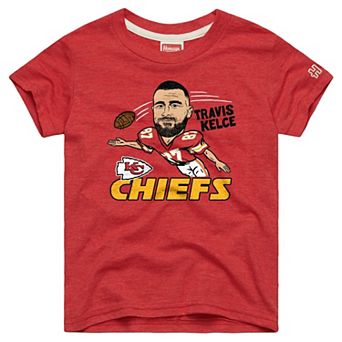 Youth Homage Travis Kelce Red Kansas City Chiefs Caricature T-Shirt