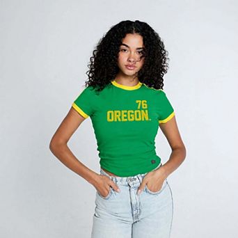 Women's Hype and Vice Green Oregon Ducks Cropped Goalie Baby T-Shirt