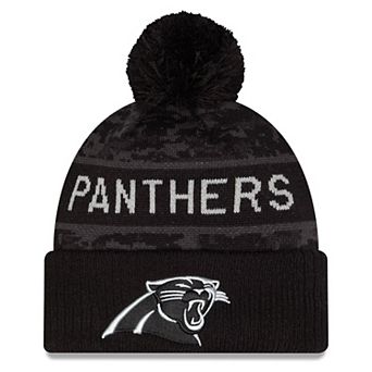 Men's New Era Black Carolina Panthers 2026 Salute To Service Cuffed Knit Hat with Pom