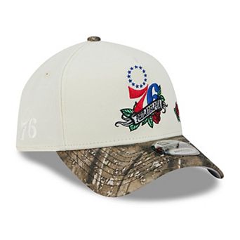 Men's New Era Cream/Camo Philadelphia 76ers Rose Banner 9FORTY A-Frame Adjustable Hat