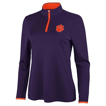 Women's Antigua Purple/Orange Clemson Tigers Brink Quarter-Zip Pullover