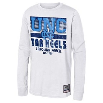 Youth Mitchell & Ness White North Carolina Tar Heels Retro Big Game Long Sleeve T-Shirt