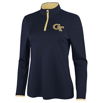 Women's Antigua Navy/Gold Georgia Tech Yellow Jackets Brink Quarter-Zip Pullover