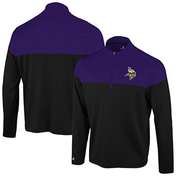 Men's Antigua Black/Purple Minnesota Vikings Hinder Quarter-Zip Pullover