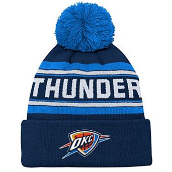 Backboard Jacquard Cuffed Knit Hat with Pom Outerstuff Navy Oklahoma City Thunder Backboard Jacquard Cuffed Knit Hat with Pom