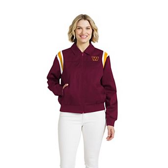 Women's WEAR by Erin Andrews Burgundy Washington Commanders Shoulder Stripe Twill Full-Zip Jacket