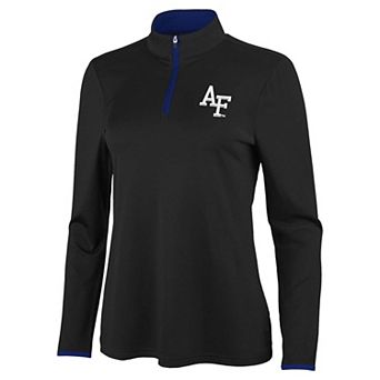 Women's Antigua Black/Royal Air Force Falcons Brink Quarter-Zip Pullover