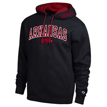 Men's Champion Black Arkansas Razorbacks Arch Tackle Twill Hoodie