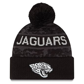 Men's New Era Black Jacksonville Jaguars 2026 Salute To Service Cuffed Knit Hat with Pom