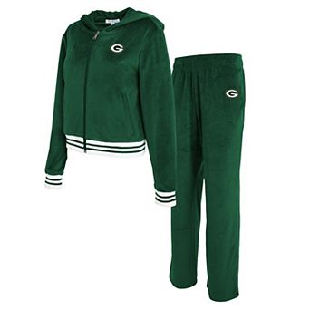 Women's WEAR by Erin Andrews Green Green Bay Packers Velour Track Suit