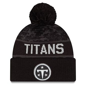 Men's New Era Black Tennessee Titans 2026 Salute To Service Cuffed Knit Hat with Pom