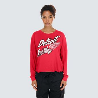 Women's New Era Red Detroit Red Wings Oversized Boxy Long Sleeve T-Shirt