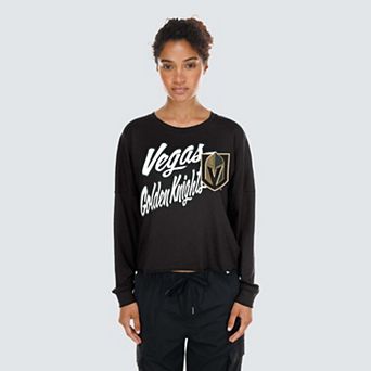 Women's New Era Black Vegas Golden Knights Oversized Boxy Long Sleeve T-Shirt