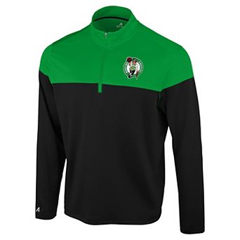 Men's Antigua Black/Kelly Green Boston Celtics Hinder Quarter-Zip Pullover