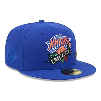 Men's New Era Blue New York Knicks Rose Banner 59FIFTY Fitted Hat