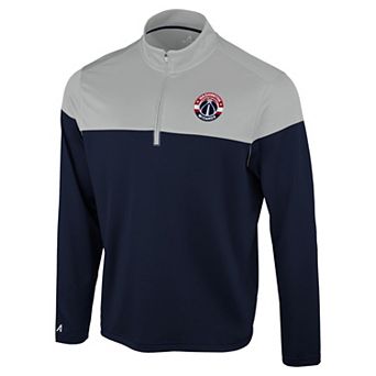 Men's Antigua Navy/Gray Washington Wizards Hinder Quarter-Zip Pullover