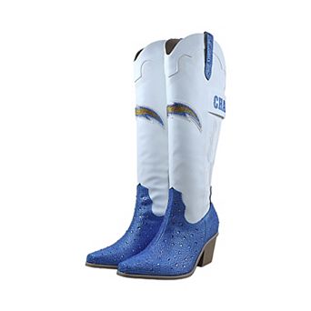 Women's FABGATING by Cuce White Los Angeles Chargers Crystal Cowboy Boots