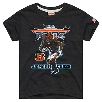 Youth Homage Ja'Marr Chase Charcoal Cincinnati Bengals NFL Blitz Tri-Blend T-Shirt